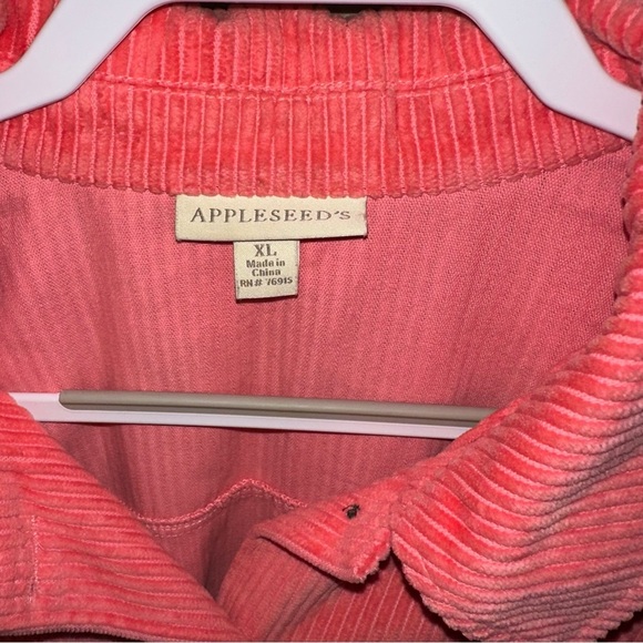 Appleseeds Womens Coral Corduroy Size XL Stretch Wide Wale Shacket/Barn Jacket - Picture 2 of 3